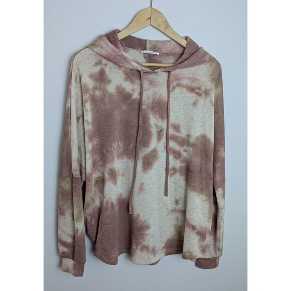 Phil Love Sweaters - Phil Love Pink SZ M Tie-Dye Drop Shoulder Sweatshirt Comfy Oversized Boho Lounge